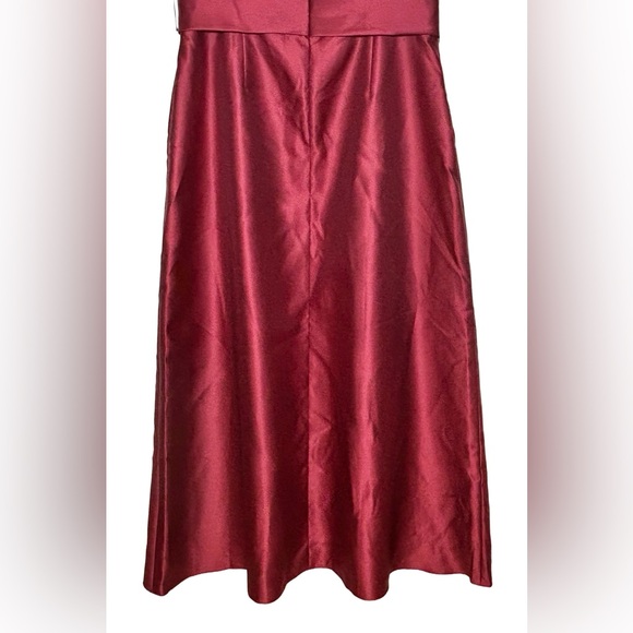 NWT Alfred Sung Off-the-Shoulder Draped Wrap Satin Burgundy Dress, Size 18 R-1 - Picture 9 of 15